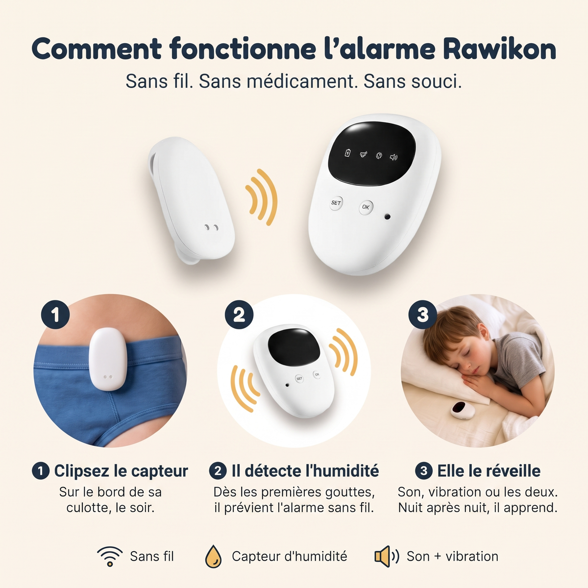 Alarme pipi au lit sans fil Rawikon